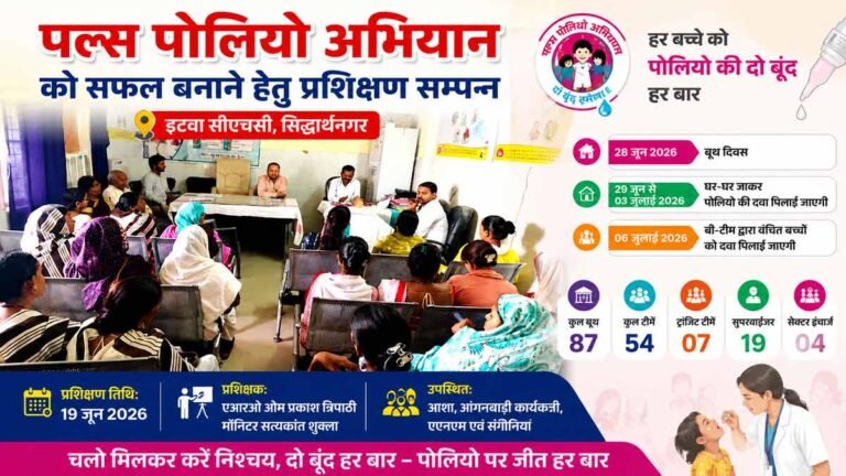 इटवा सीएचसी में पल्स पोलियो अभियान को लेकर प्रशिक्षण, 87 बूथों पर चलेगा विशेष अभियान
